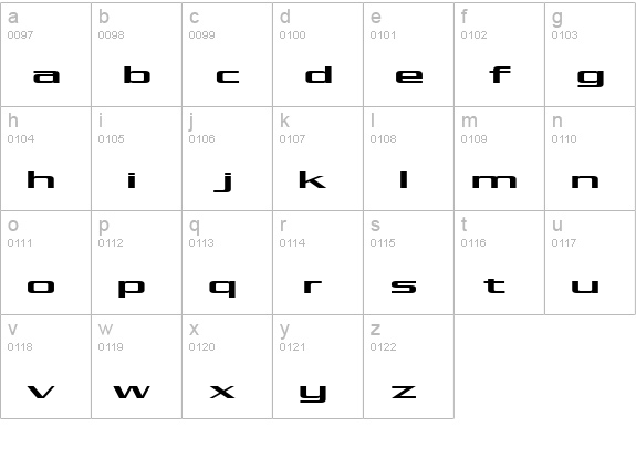 Kubra_Condensed lowercase a-z preview