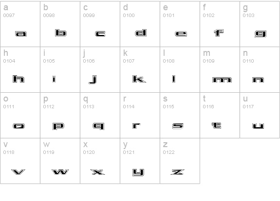 Kubra_Hollow lowercase a-z preview