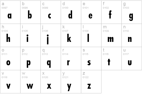 Kudos Black Condensed SSi Bold Condensed lowercase a-z preview
