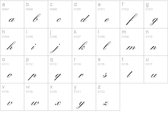 Kuenstler Script Medium lowercase a-z preview