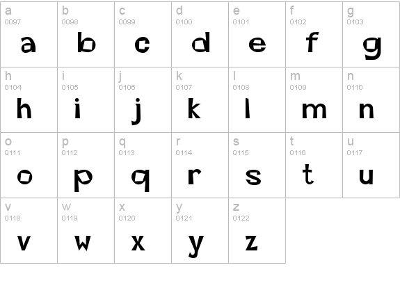 Kwirky Bold lowercase a-z preview