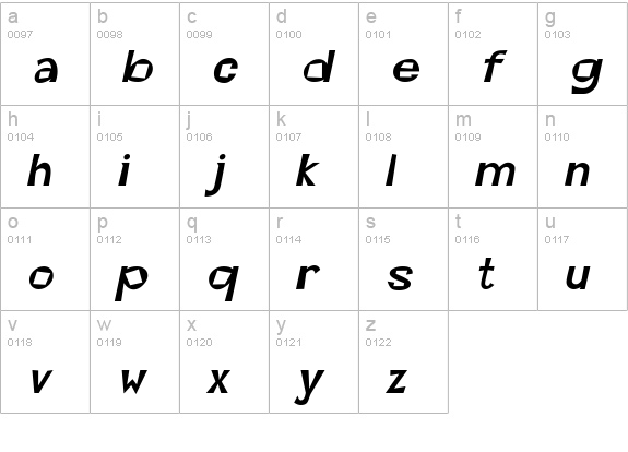 Kwirky Bold Italic lowercase a-z preview