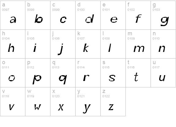 Kwirky Italic lowercase a-z preview