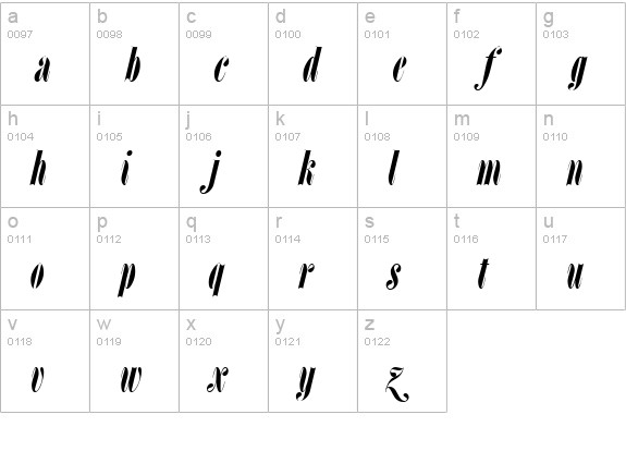 L Italic lowercase a-z preview