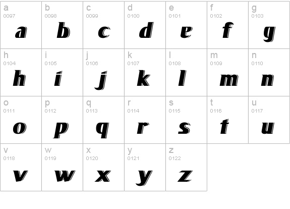 La Mesa Italic lowercase a-z preview