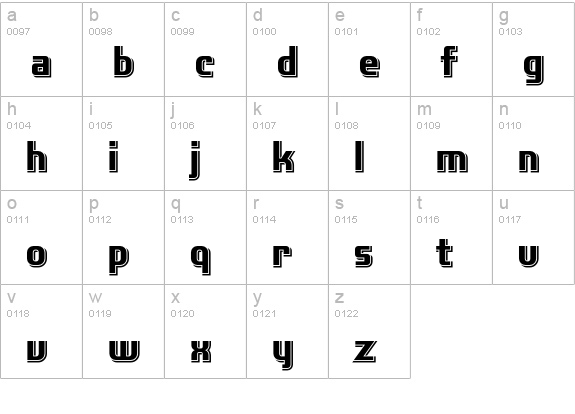 Laconic Shadow lowercase a-z preview