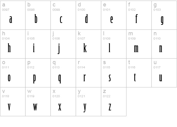 Lafayette-ExtraCondensed lowercase a-z preview