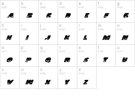 Land Shark Italic lowercase a-z preview