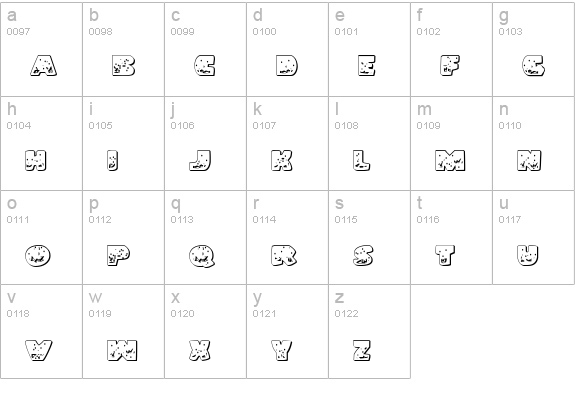 Land Shark Outline lowercase a-z preview