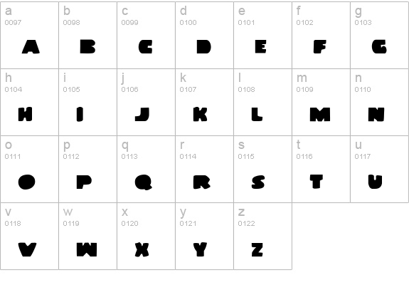 Land Whale lowercase a-z preview