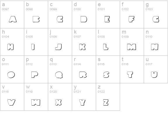 Land Whale Outline lowercase a-z preview