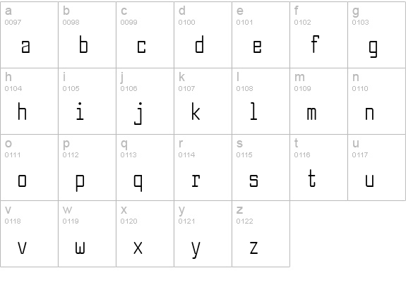 Larabiefont Compressed lowercase a-z preview