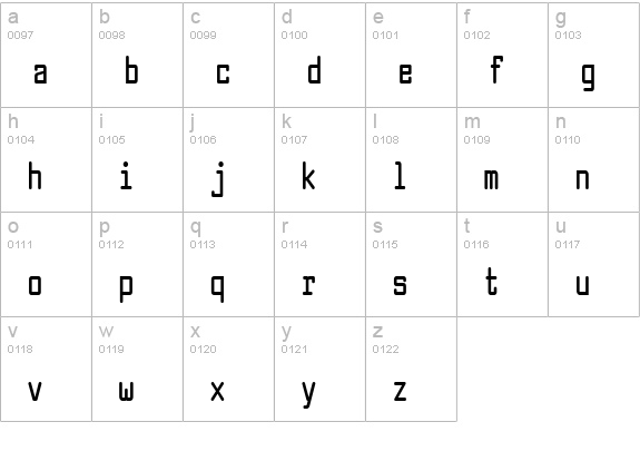 Larabiefont Compressed Bold lowercase a-z preview