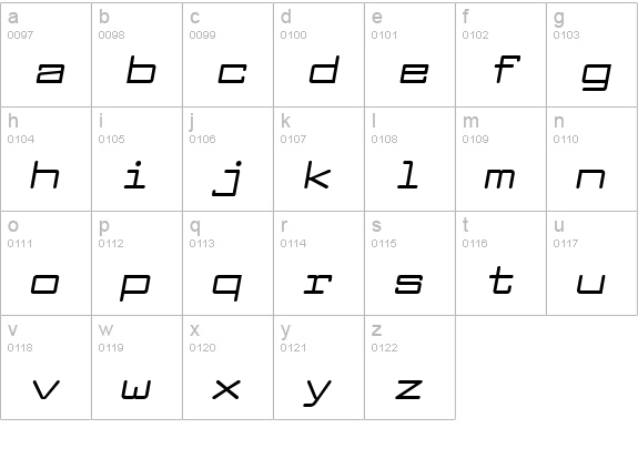 Larabiefont Extended Bold Italic lowercase a-z preview