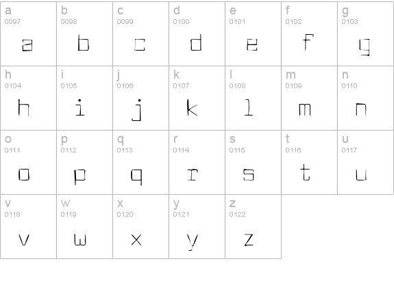 Larabiefont Gaunt lowercase a-z preview