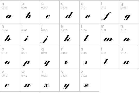 LarissaExtrabold Regular lowercase a-z preview