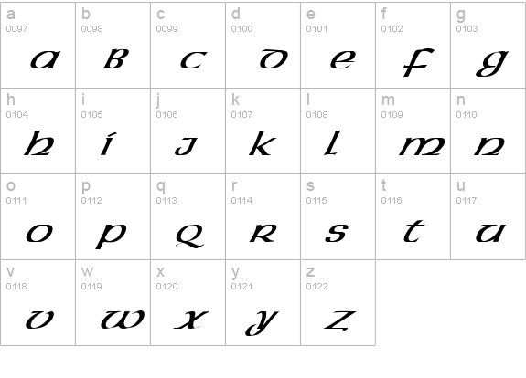 LateranItalic lowercase a-z preview