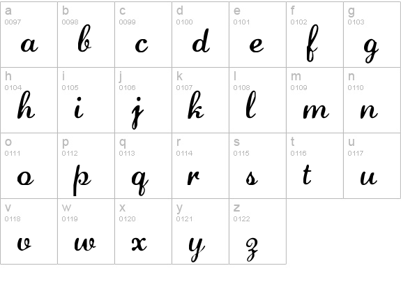 LaurenScript Regular lowercase a-z preview