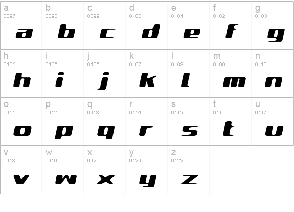 LBIlovely bold italic Alp lowercase a-z preview