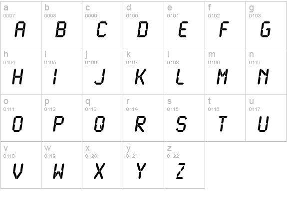 LCD Bold lowercase a-z preview