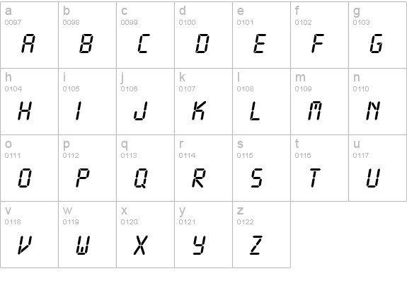 LCD Com lowercase a-z preview