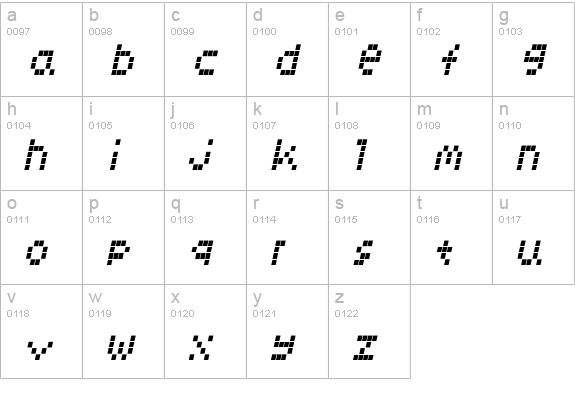 LCD Italic lowercase a-z preview