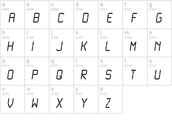 LCD Light lowercase a-z preview