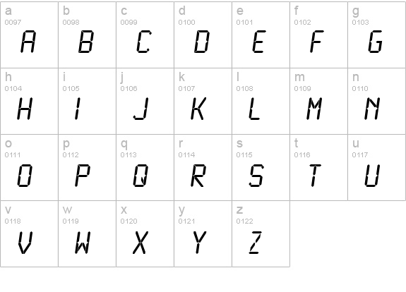 LCD Normal lowercase a-z preview