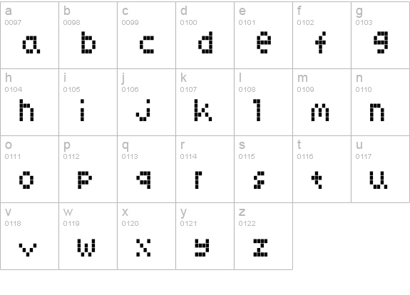 LCD Regular lowercase a-z preview