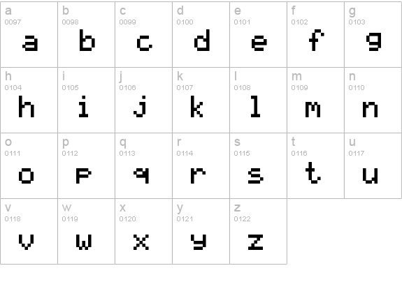 LCD Solid lowercase a-z preview