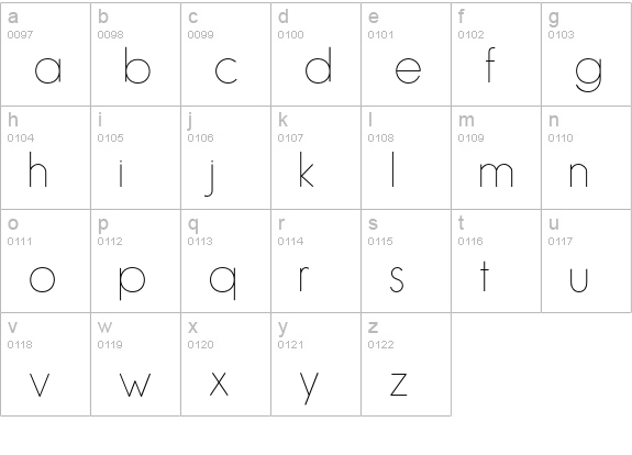 LCHairline lowercase a-z preview