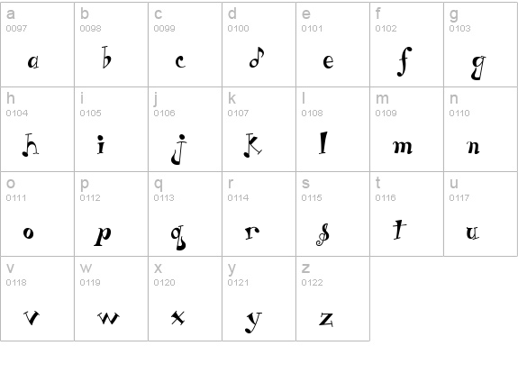 LD Music lowercase a-z preview