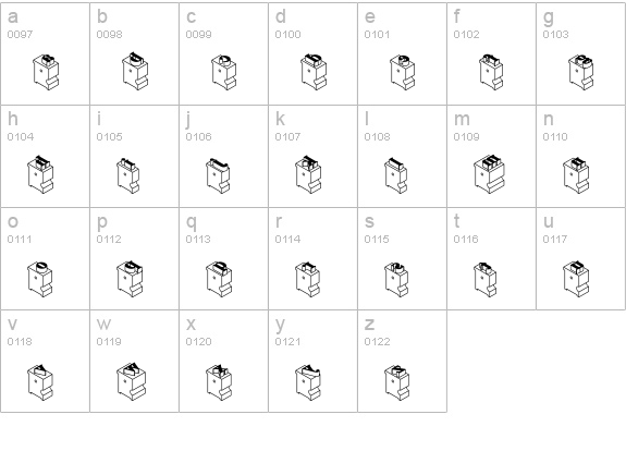 LeadTypeLeftInked lowercase a-z preview