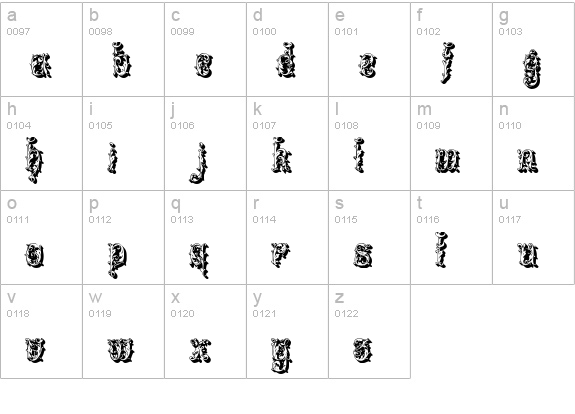 Leafyshade lowercase a-z preview