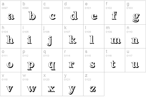 LeamingtonShadow-Bold lowercase a-z preview