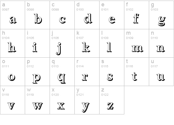 LeamingtonShadow-Regular lowercase a-z preview