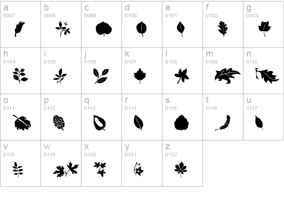 Leaves lowercase a-z preview