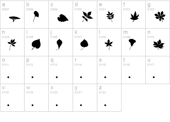 Leavestrees lowercase a-z preview