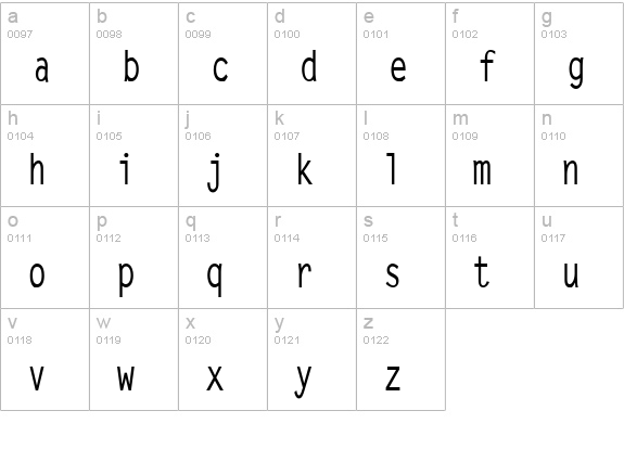Lechter Condensed Bold lowercase a-z preview