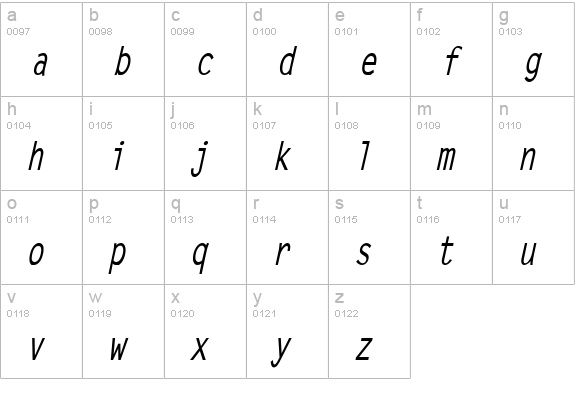Lechter Condensed Bold Italic lowercase a-z preview