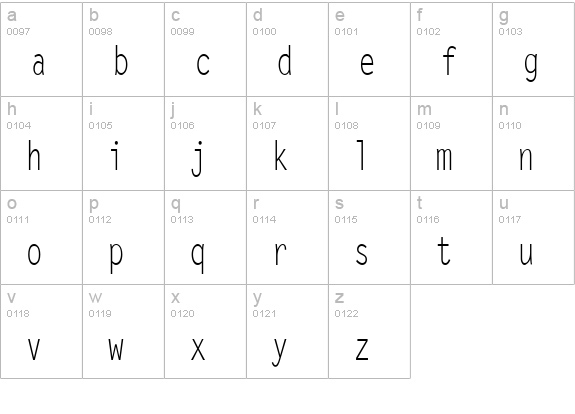 Lechter Condensed Normal lowercase a-z preview