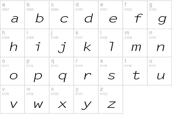 Lechter Extended Italic lowercase a-z preview