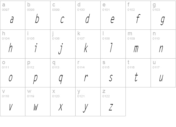 Lechter Thin Italic lowercase a-z preview