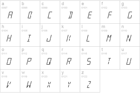 LED Real Italic lowercase a-z preview