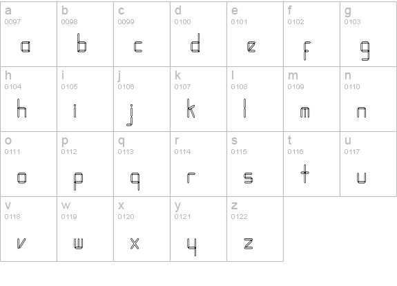 LEDFontHC lowercase a-z preview
