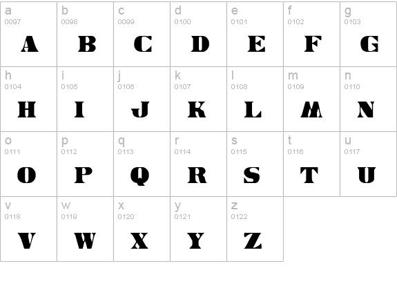 Legal Tender Condensed lowercase a-z preview
