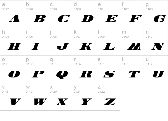 Legal Tender Italic lowercase a-z preview