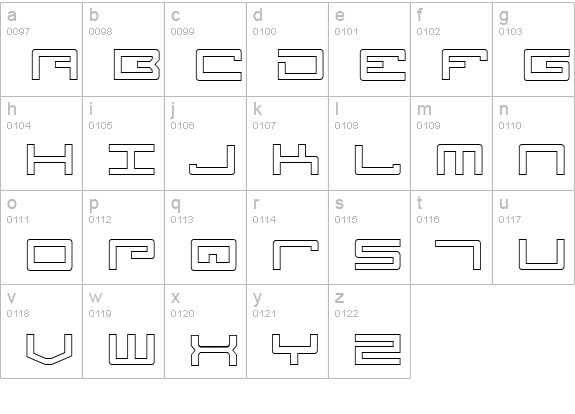 Legion Outline lowercase a-z preview