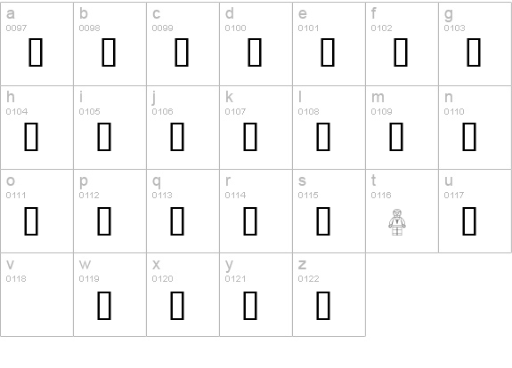 Legothick lowercase a-z preview
