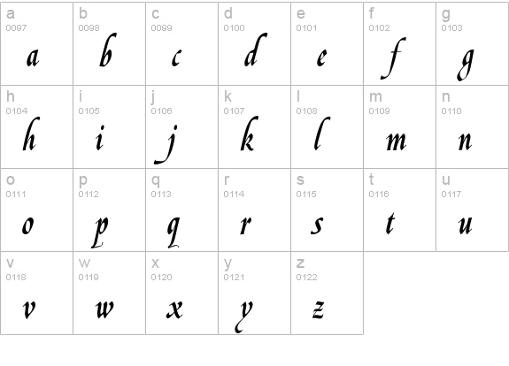 LeGriffe lowercase a-z preview